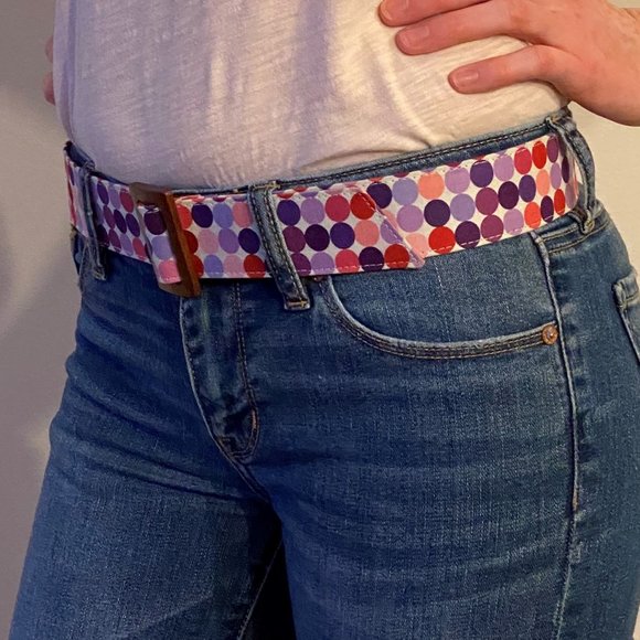 Polka do Fabric Belt - Wooden Buckle - OOP Fabric - Picture 1 of 4